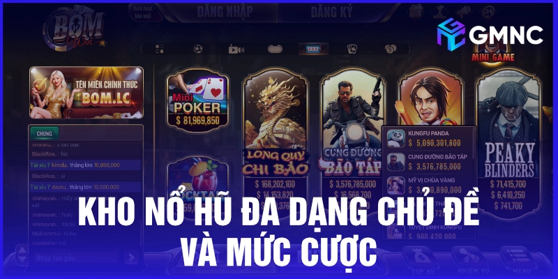 Kho nổ hũ đa dạng chủ đề và mức cược