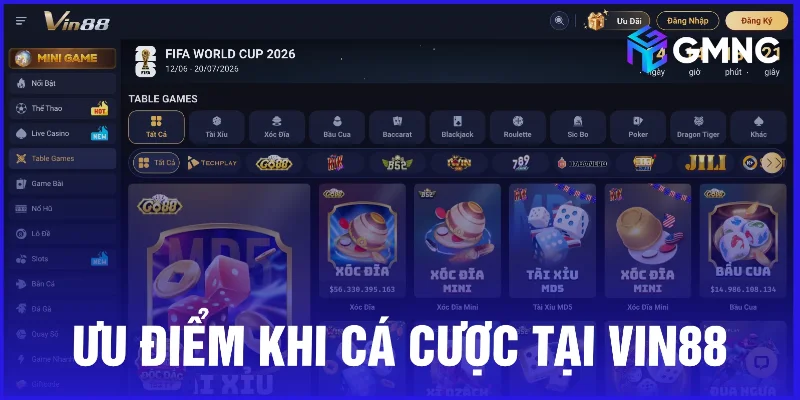 Ưu điểm khi cá cược tại Vin